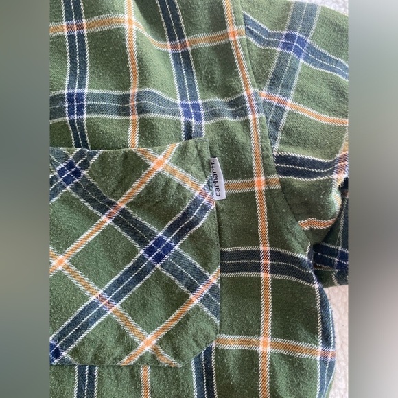 CARHARTT Men’s MEDIUM Long Sleeve Plaid  Flannel Shirt Chest Pockets MINT!!! # - Picture 5 of 7